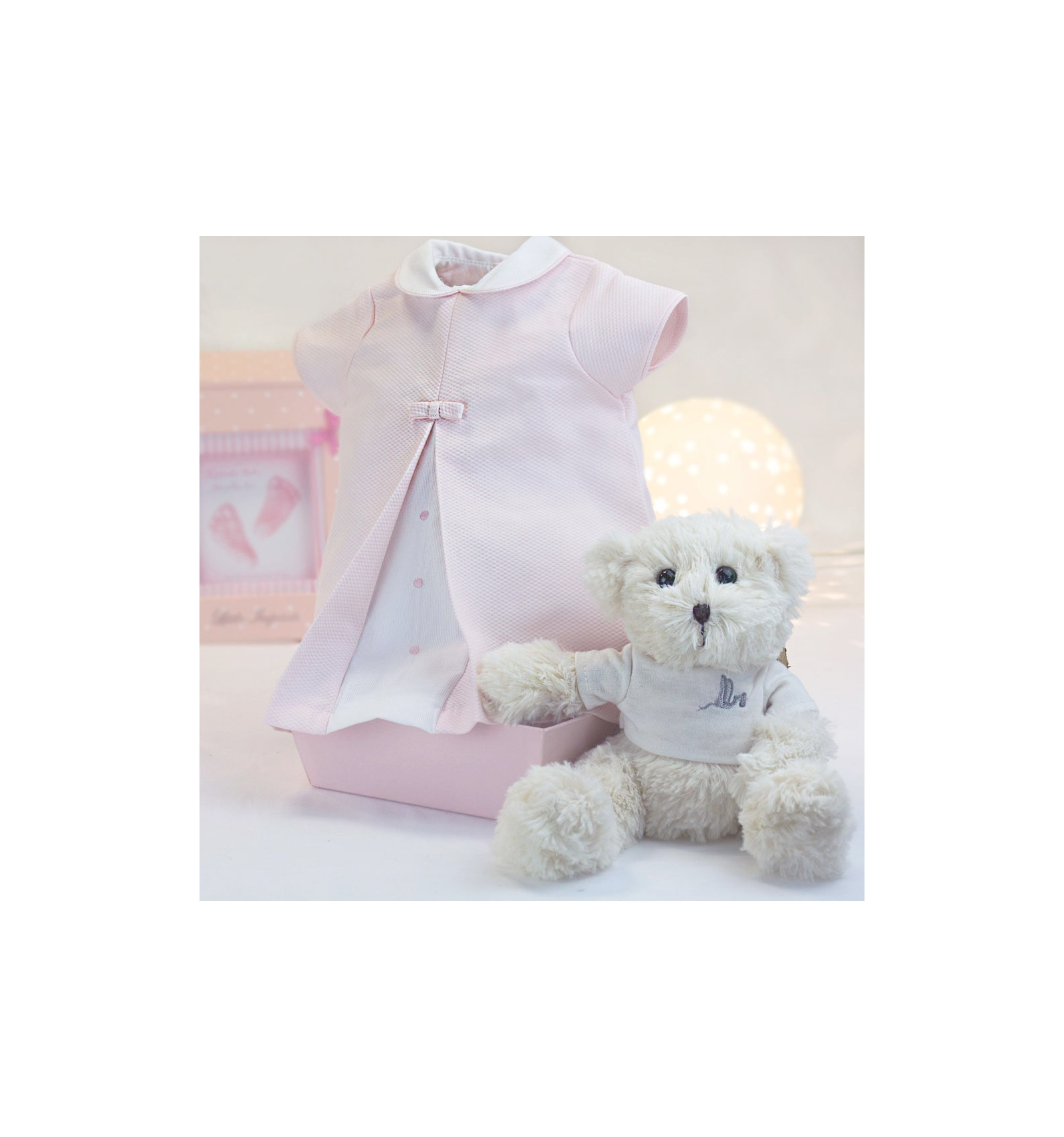 Robe bébé rose de 3-6 mois avec ours en peluche rose