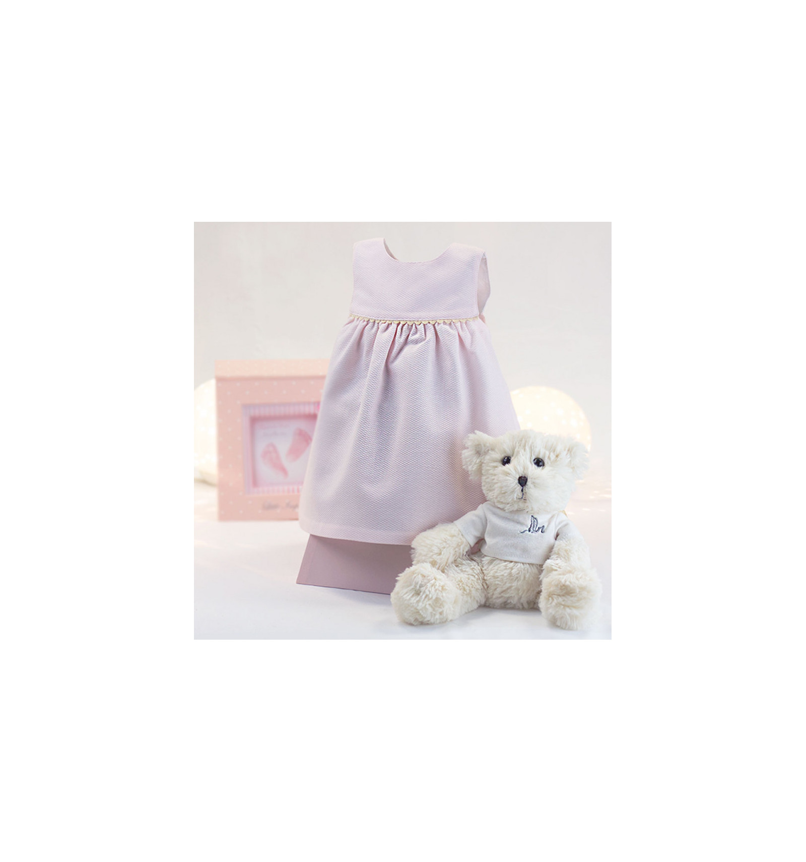 Robe bébé rose de 6-12 mois avec ours en peluche pink