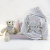 Kit peignoir brodé couverture et ours en peluche rose