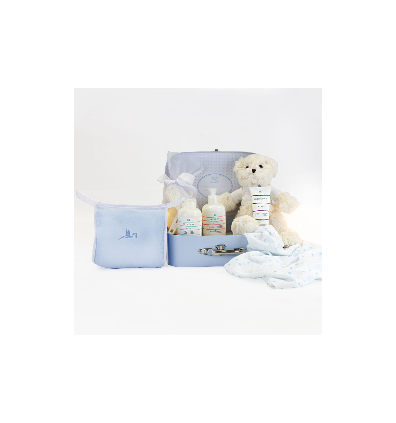 Malette avec pack cosmétique naturel pour bébés bleu
