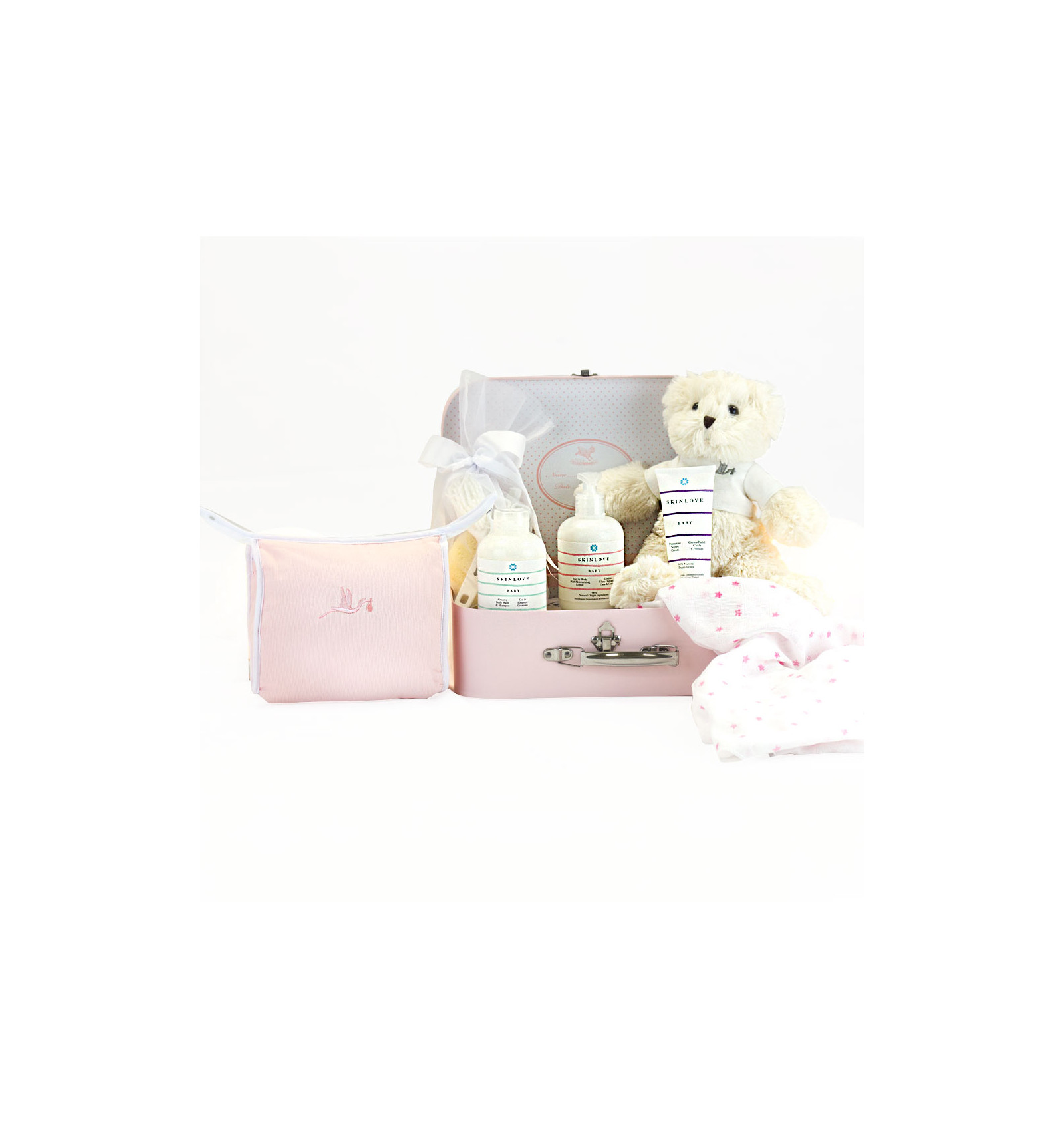 Malette avec pack cosmétique naturel pour bébés rose