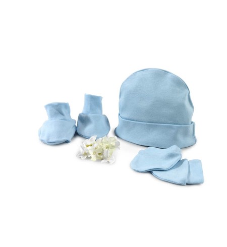 Set Gorro Manoplas y Patucos azul